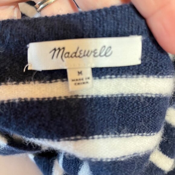 Madewell Blue Stripe Cozy Walker Striped Cardigan Size M - Picture 3 of 6